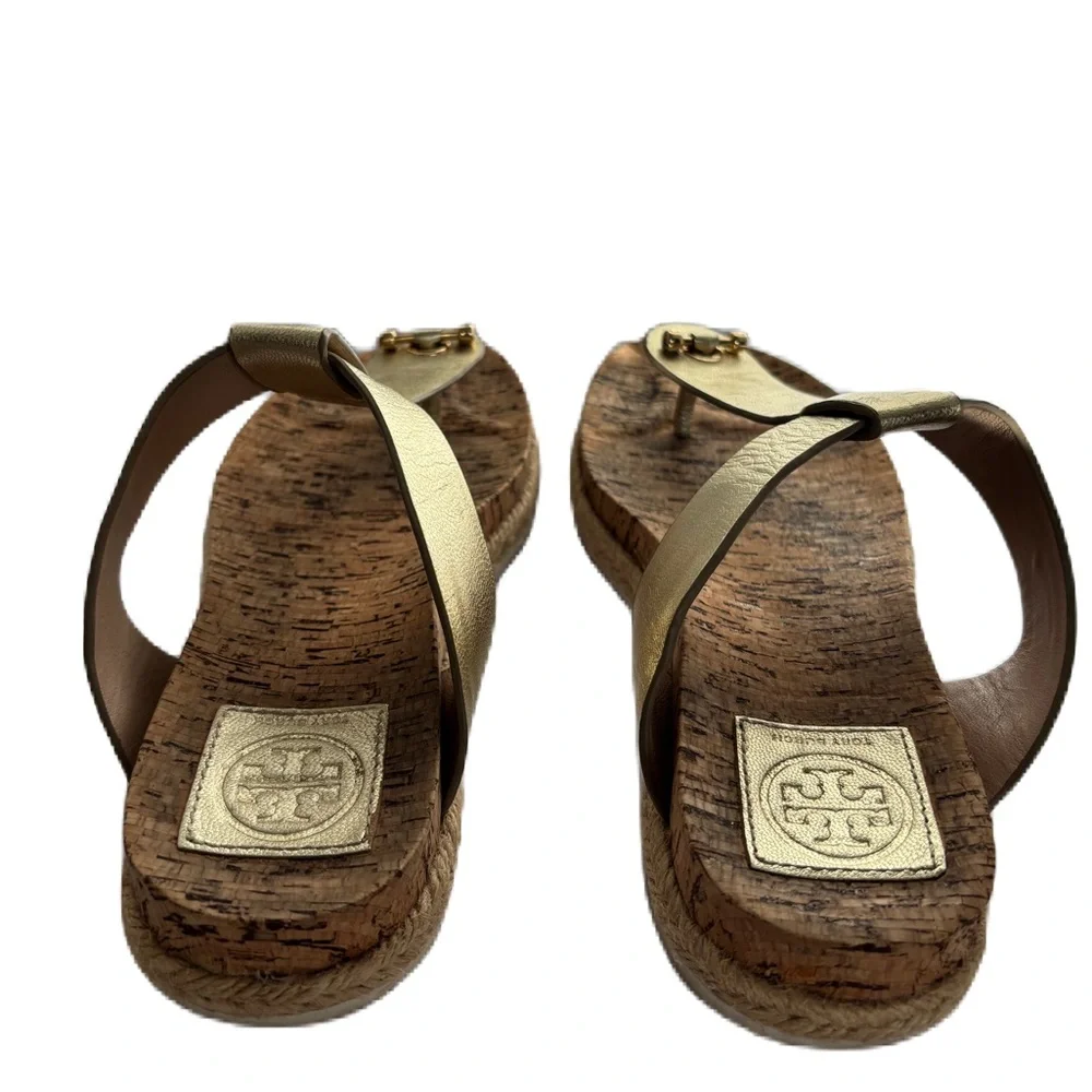 Tory Burch Gold Metallic Thong Sandal Size 8